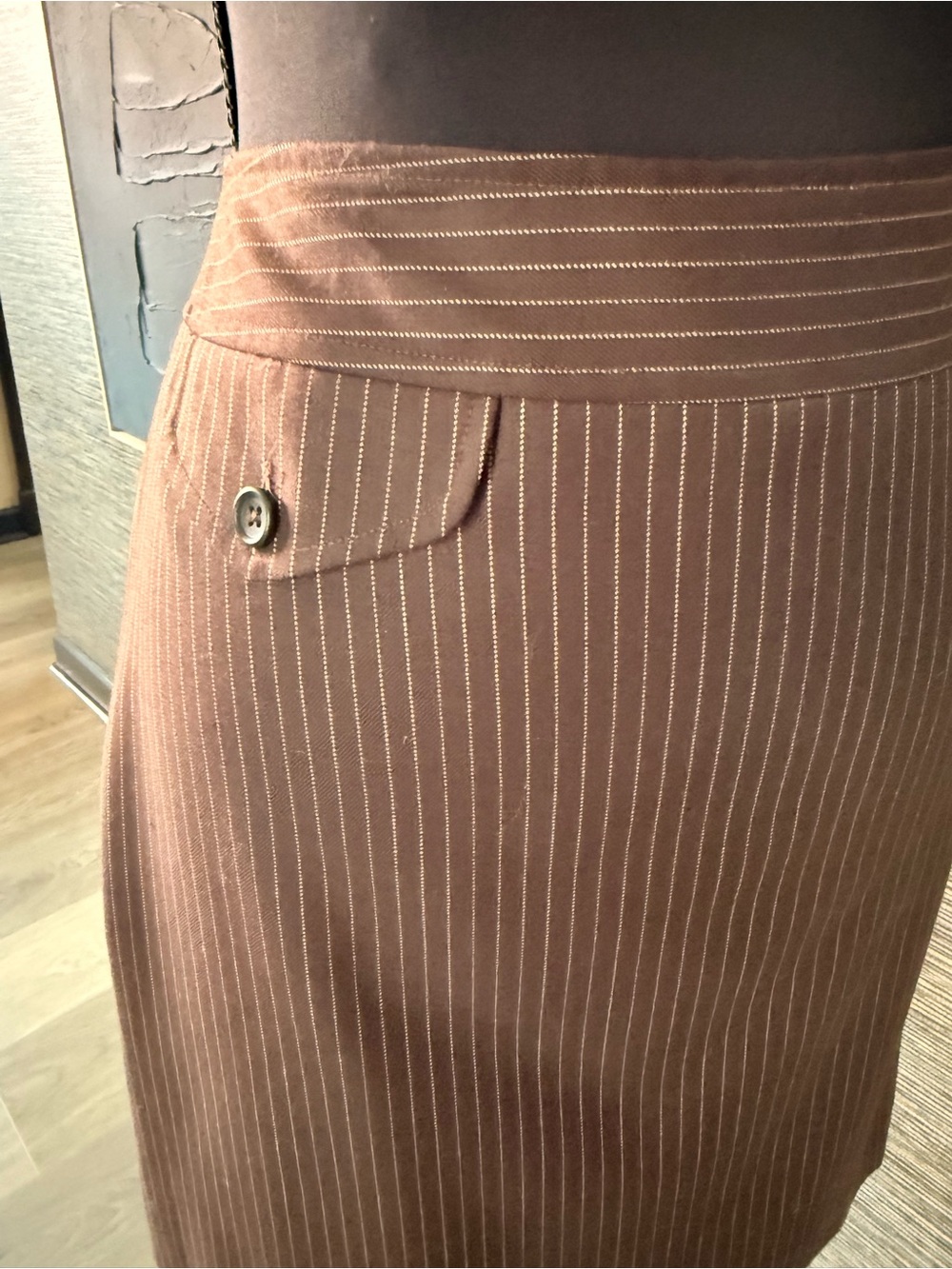 Banana Republic Brown Pinstripe A-Line Women's Skirt NWT